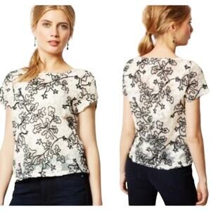 Anthropologie Black and White Floral Blouse